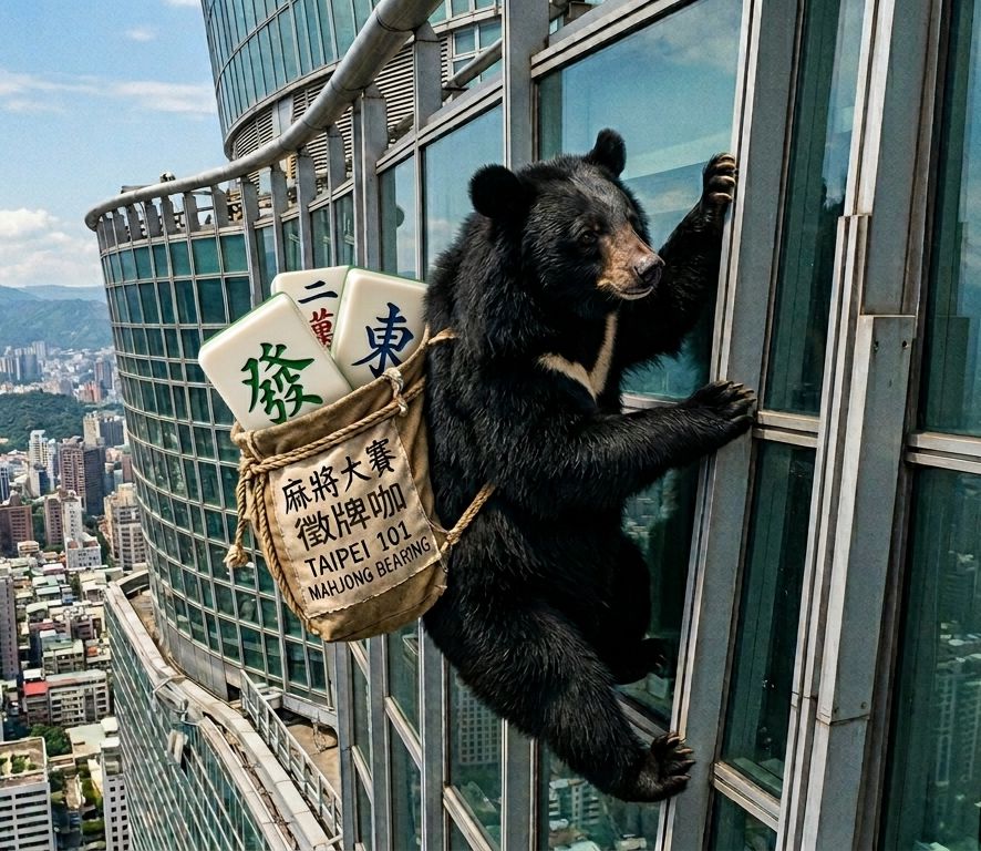 台灣黑熊,台灣熊愛打麻將,台灣黑熊打麻將,熊掌摸牌,國寶熊界雀聖,信義區黑熊奇觀,台北101熊界傳奇,黑熊台北101,黑熊赤手獨攀台北101,熊群101聚會